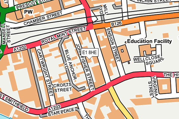 E1 8HE map - OS OpenMap – Local (Ordnance Survey)