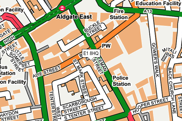 E1 8HQ map - OS OpenMap – Local (Ordnance Survey)