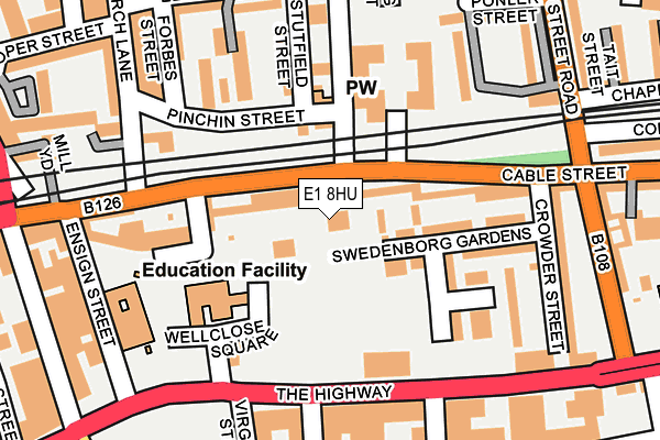 E1 8HU map - OS OpenMap – Local (Ordnance Survey)