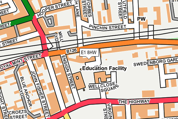 E1 8HW map - OS OpenMap – Local (Ordnance Survey)