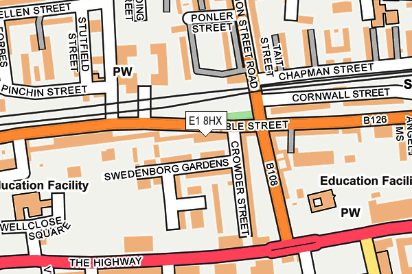 E1 8HX map - OS OpenMap – Local (Ordnance Survey)
