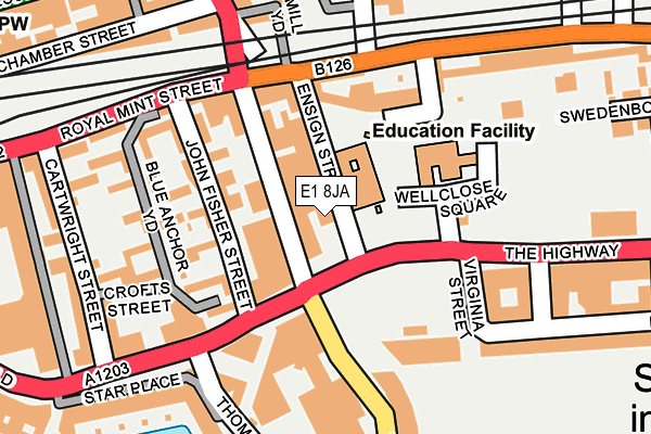 E1 8JA map - OS OpenMap – Local (Ordnance Survey)