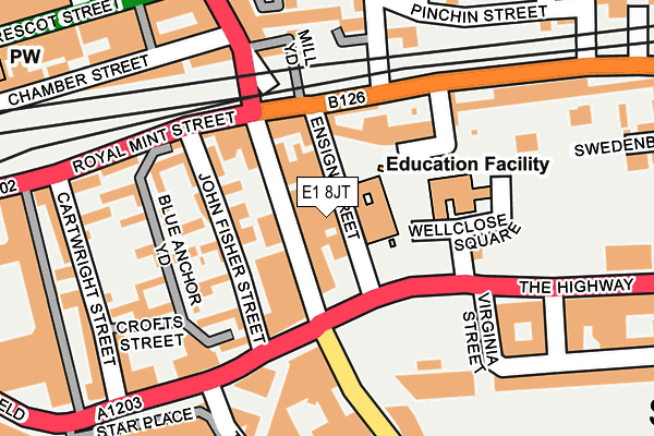 E1 8JT map - OS OpenMap – Local (Ordnance Survey)