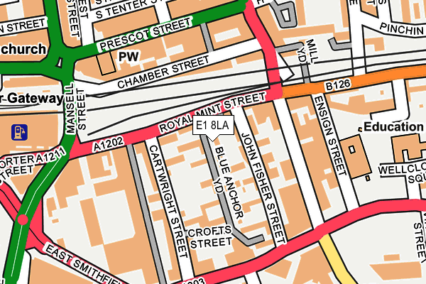 E1 8LA map - OS OpenMap – Local (Ordnance Survey)