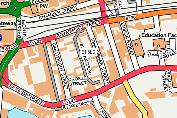E1 8LD map - OS OpenMap – Local (Ordnance Survey)