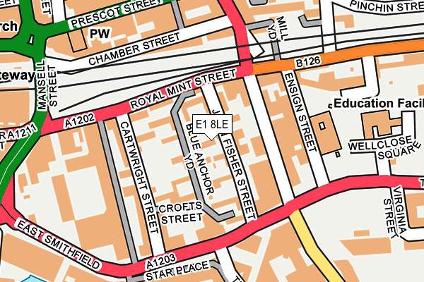 E1 8LE map - OS OpenMap – Local (Ordnance Survey)
