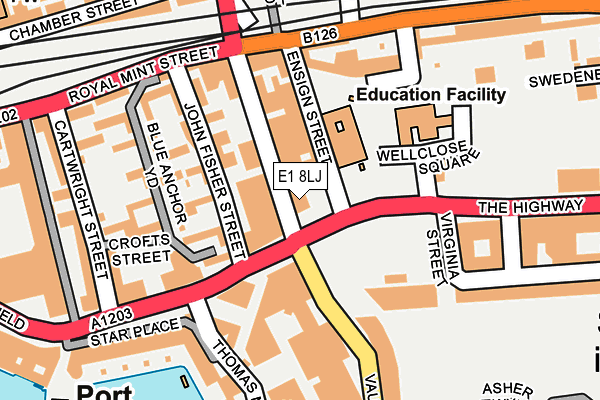 E1 8LJ map - OS OpenMap – Local (Ordnance Survey)