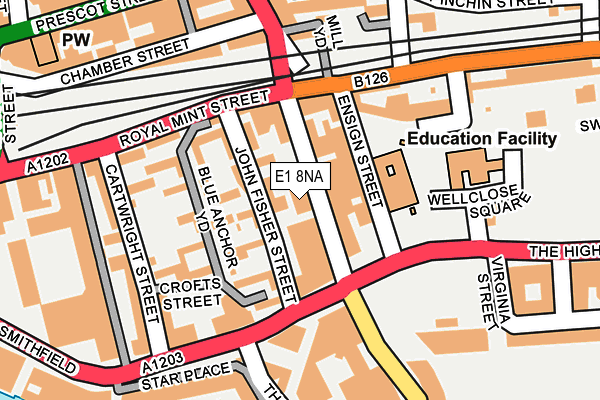 E1 8NA map - OS OpenMap – Local (Ordnance Survey)