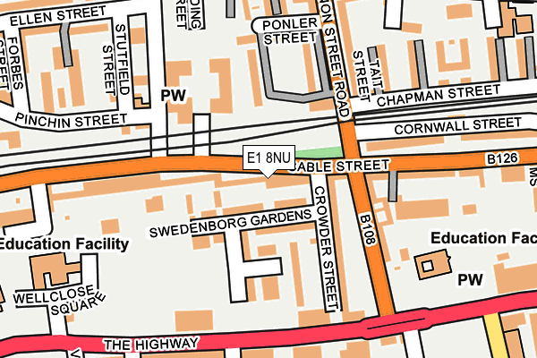 E1 8NU map - OS OpenMap – Local (Ordnance Survey)