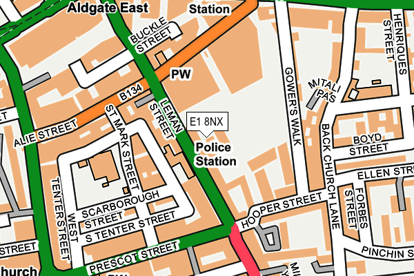 E1 8NX map - OS OpenMap – Local (Ordnance Survey)