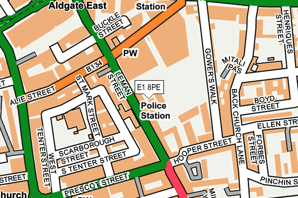 E1 8PE map - OS OpenMap – Local (Ordnance Survey)