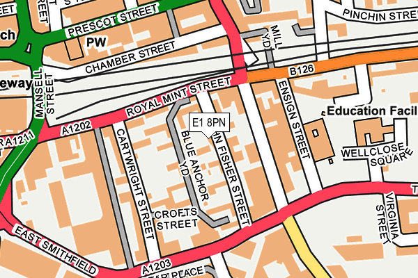 E1 8PN map - OS OpenMap – Local (Ordnance Survey)