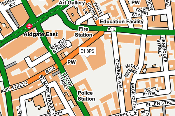 E1 8PS map - OS OpenMap – Local (Ordnance Survey)