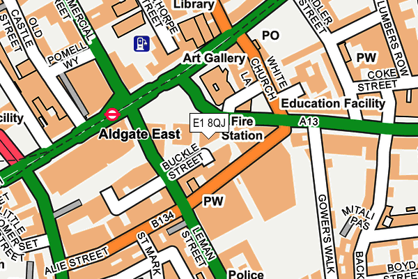 E1 8QJ map - OS OpenMap – Local (Ordnance Survey)