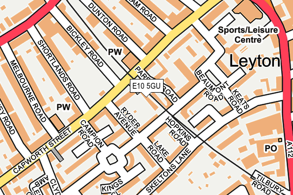 E10 5GU map - OS OpenMap – Local (Ordnance Survey)