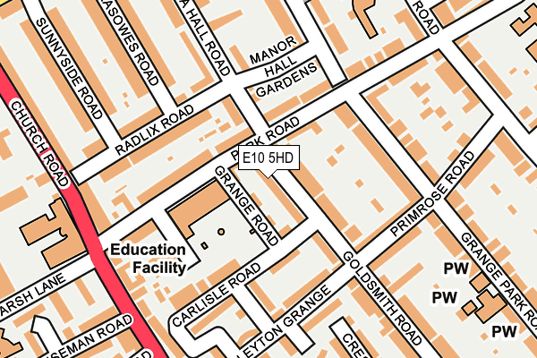 E10 5HD map - OS OpenMap – Local (Ordnance Survey)