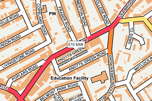 E10 6AW map - OS OpenMap – Local (Ordnance Survey)