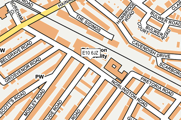 E10 6JZ map - OS OpenMap – Local (Ordnance Survey)