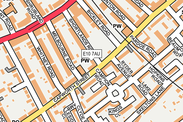 E10 7AU map - OS OpenMap – Local (Ordnance Survey)