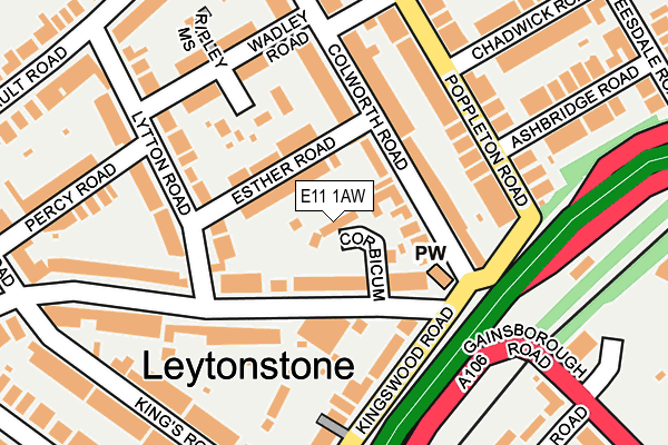 E11 1AW map - OS OpenMap – Local (Ordnance Survey)