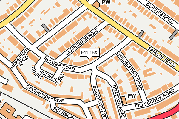 E11 1BX map - OS OpenMap – Local (Ordnance Survey)