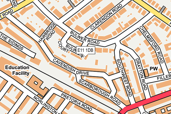 E11 1DB map - OS OpenMap – Local (Ordnance Survey)