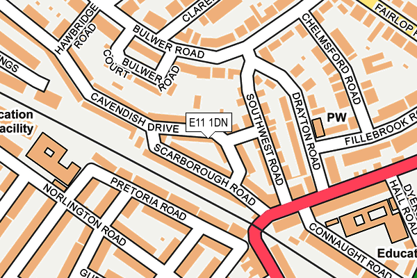 E11 1DN map - OS OpenMap – Local (Ordnance Survey)