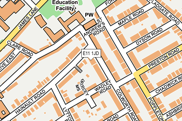 E11 1JD map - OS OpenMap – Local (Ordnance Survey)