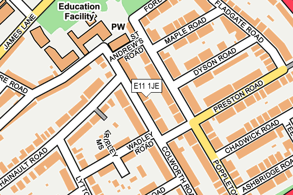 E11 1JE map - OS OpenMap – Local (Ordnance Survey)