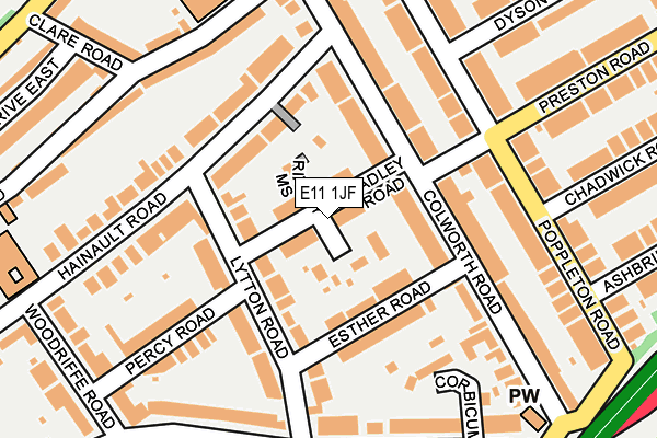 E11 1JF map - OS OpenMap – Local (Ordnance Survey)