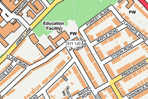 E11 1JG map - OS OpenMap – Local (Ordnance Survey)