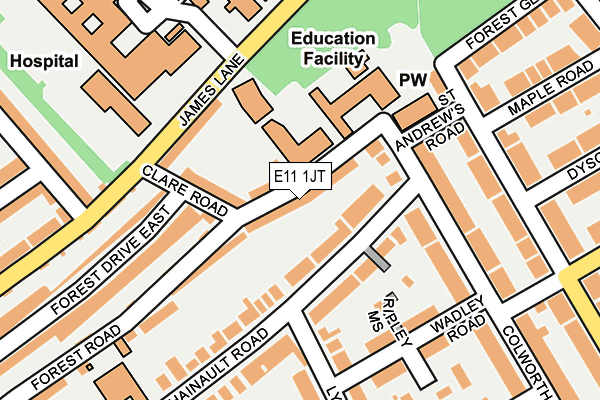 E11 1JT map - OS OpenMap – Local (Ordnance Survey)
