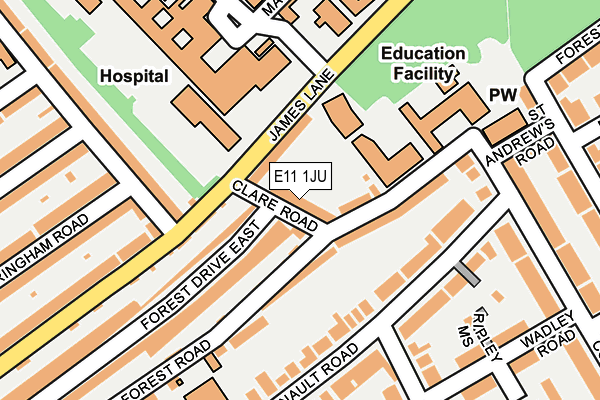 E11 1JU map - OS OpenMap – Local (Ordnance Survey)