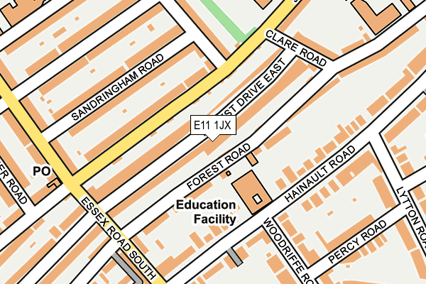 E11 1JX map - OS OpenMap – Local (Ordnance Survey)