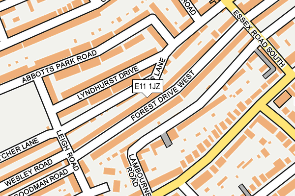 E11 1JZ map - OS OpenMap – Local (Ordnance Survey)