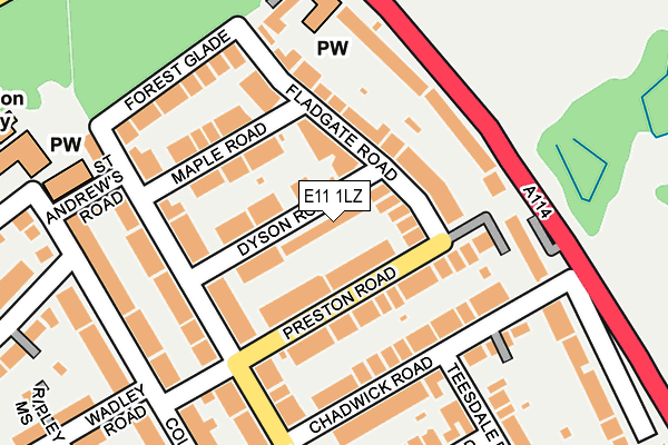 E11 1LZ map - OS OpenMap – Local (Ordnance Survey)