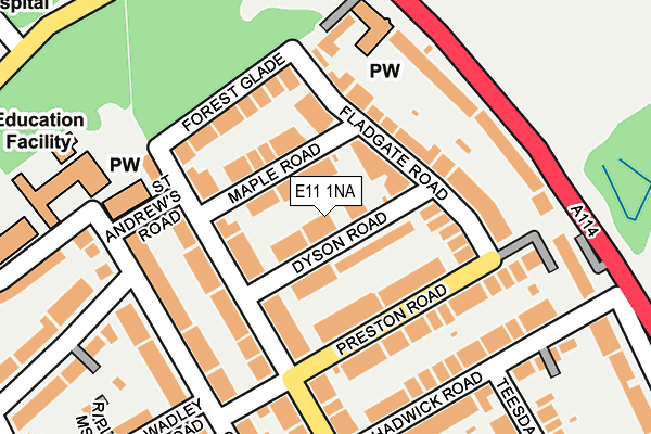 E11 1NA map - OS OpenMap – Local (Ordnance Survey)