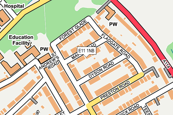 E11 1NB map - OS OpenMap – Local (Ordnance Survey)