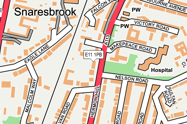 E11 1PB map - OS OpenMap – Local (Ordnance Survey)