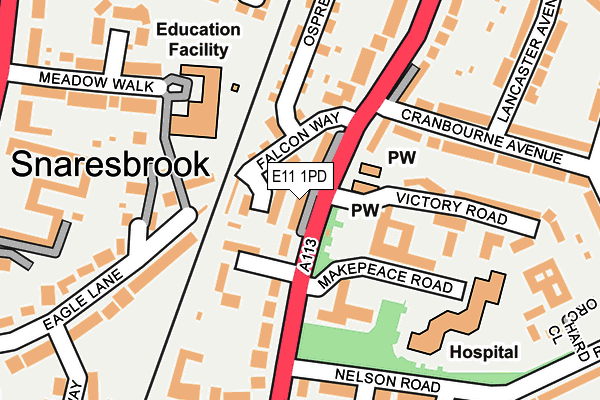 E11 1PD map - OS OpenMap – Local (Ordnance Survey)