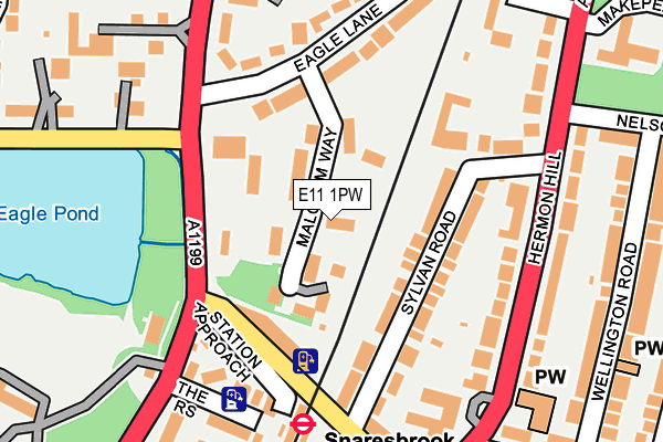 E11 1PW map - OS OpenMap – Local (Ordnance Survey)