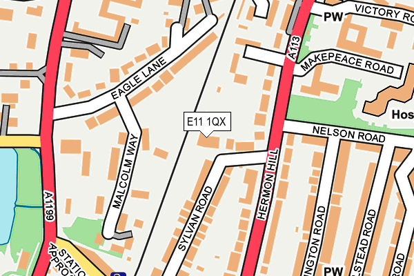 E11 1QX map - OS OpenMap – Local (Ordnance Survey)