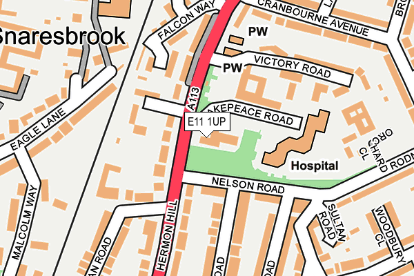 E11 1UP map - OS OpenMap – Local (Ordnance Survey)