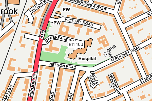 E11 1UU map - OS OpenMap – Local (Ordnance Survey)