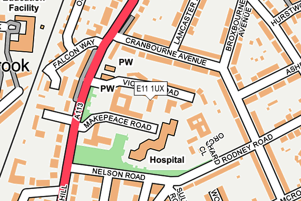 E11 1UX map - OS OpenMap – Local (Ordnance Survey)