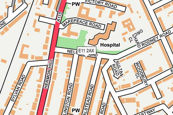 E11 2AX map - OS OpenMap – Local (Ordnance Survey)