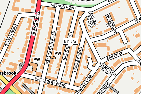 E11 2AY map - OS OpenMap – Local (Ordnance Survey)