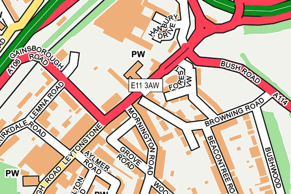 E11 3AW map - OS OpenMap – Local (Ordnance Survey)