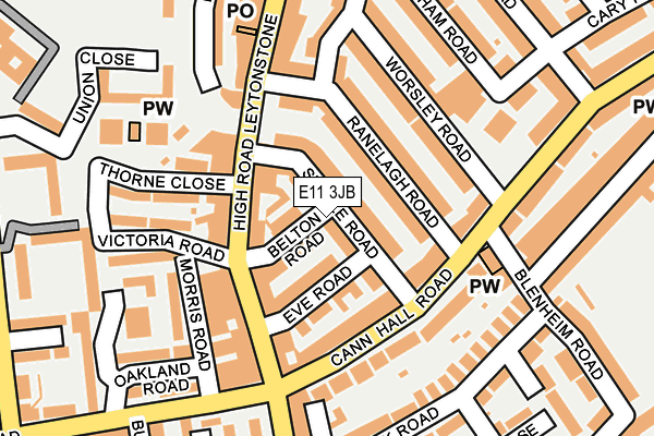 E11 3JB map - OS OpenMap – Local (Ordnance Survey)
