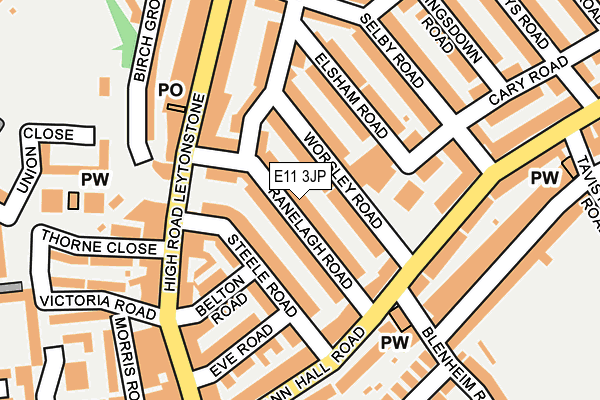 E11 3JP map - OS OpenMap – Local (Ordnance Survey)